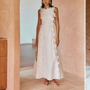 Sabo Araminta Dress - Stella Marina Maxi White Lace Floral Dress